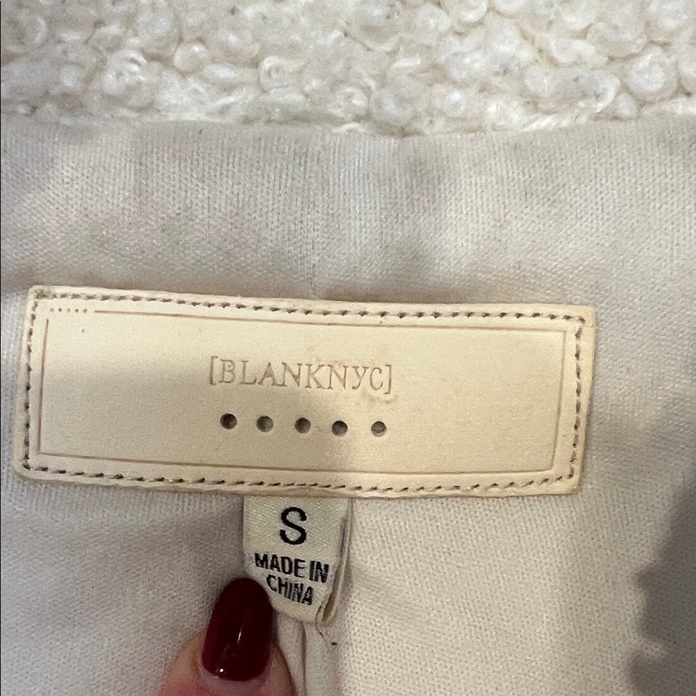 Blank NYC Blue Denim Jacket with Cream Sherpa - Picture 2 of 4